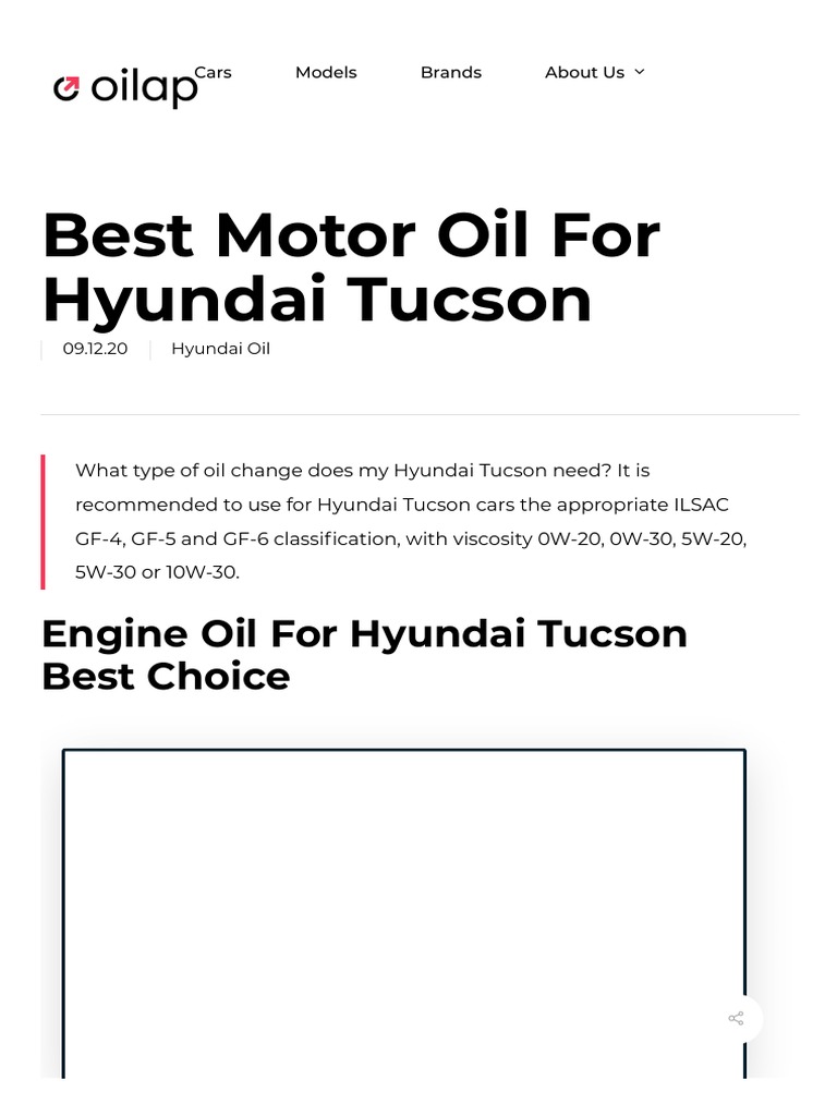 Best Motor Oil For Hyundai Tucson (2021 Professional Review) Hyundai ...