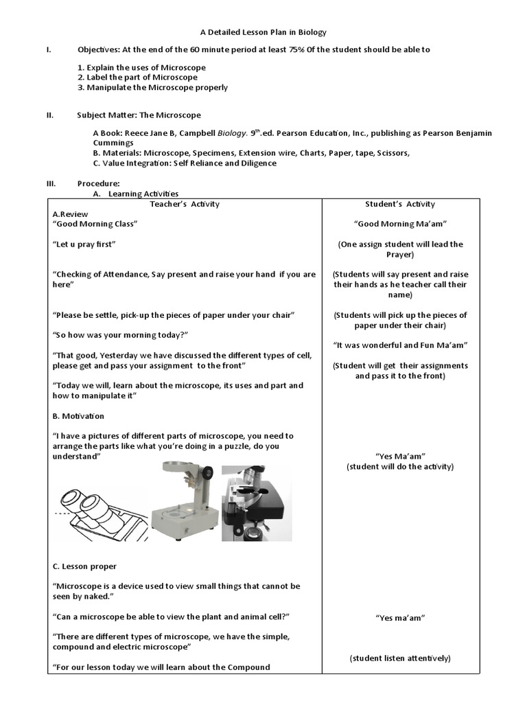 Microscope Lesson Plan for Students | PDF | Atomic | Microscopy