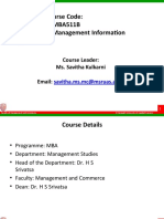 Course Code: 19MBA511B Course Title: Management Information Systems