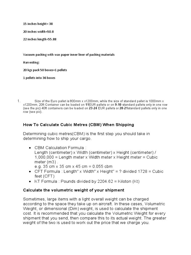 Shipping Container Calculator Guide | PDF | Metrology
