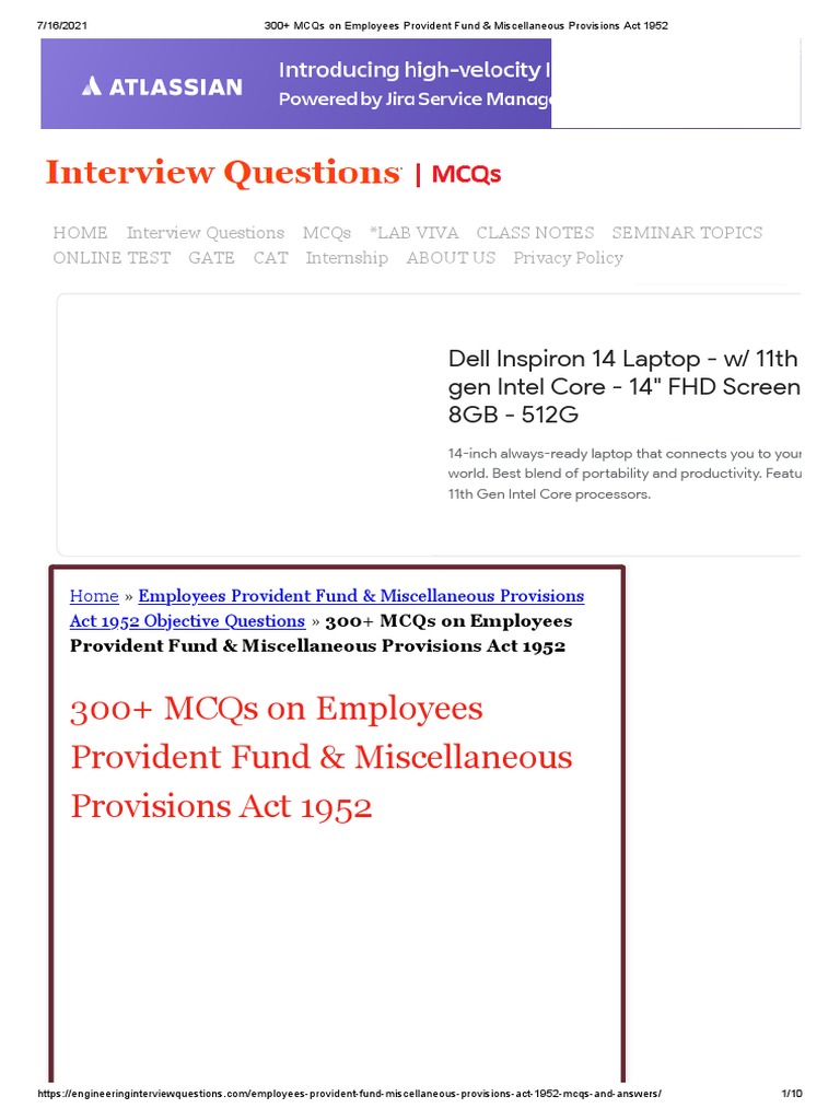 EMPLOYEES PROVIDENT FUND ACT 1952 PDF MCQ visual data 3