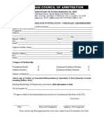 Form For Foundation and Ordinary Membership