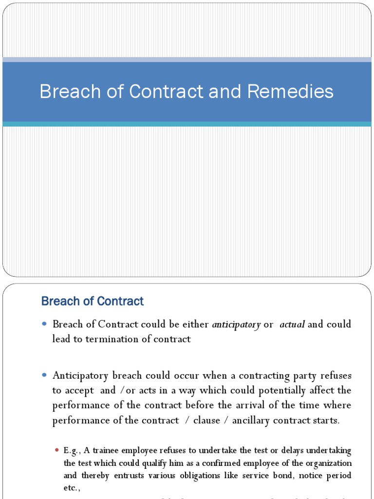 Breach of Contract: Types and Remedies | PDF | Damages | Breach Of Contract