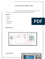 Analysis of An RC Phase Shifter Circuit:: Objective