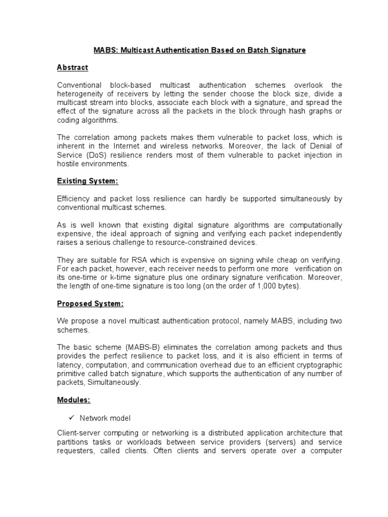 2MABS Multicast Authentication Based On Batch Signature | PDF