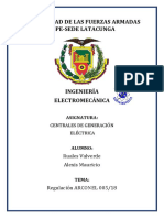 Regulación ARCONEL 005/18 en centrales eléctricas UFAS Latacunga