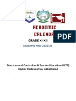 Accelerated Academic Calendar Grades XI-XII 2020-21