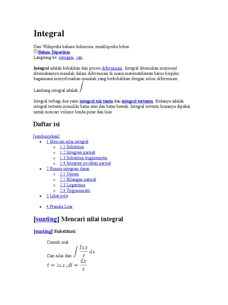 Panduan Lengkap Integral Matematika | PDF | Seni & Disiplin Bahasa ...