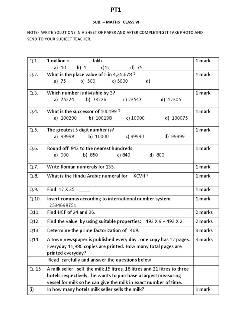 MATHS MODIFIED Class 6 | PDF | Numbers | Written Communication