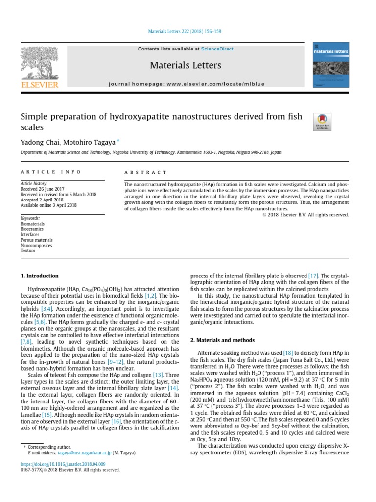 Simple Preparation of Hydroxyapatite Nanostructures Derived From Fish ...