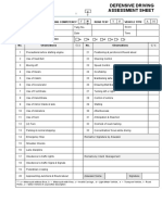 Defensive Driving Assessment Sheet