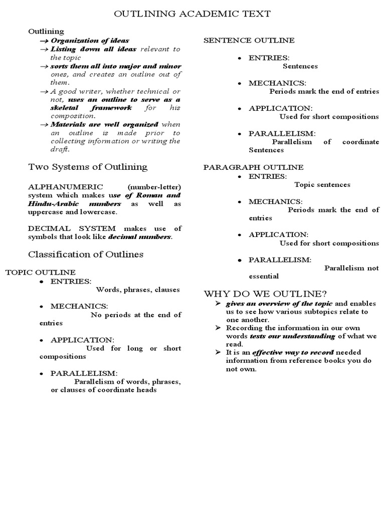 Outlining Academic Text | PDF | Writing | Grammar