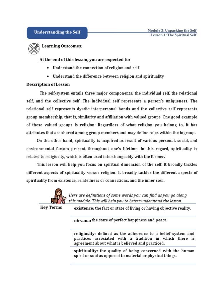 UTS Module3 Lesson1 TheSpiritualSelf | PDF | Spirituality | Religious  Pluralism