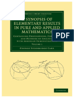 George Shoobridge Carr - A Synopsis of Elementary Results in Pure and Applied Mathematics. Volume 1-Cambridge University Press (2013)