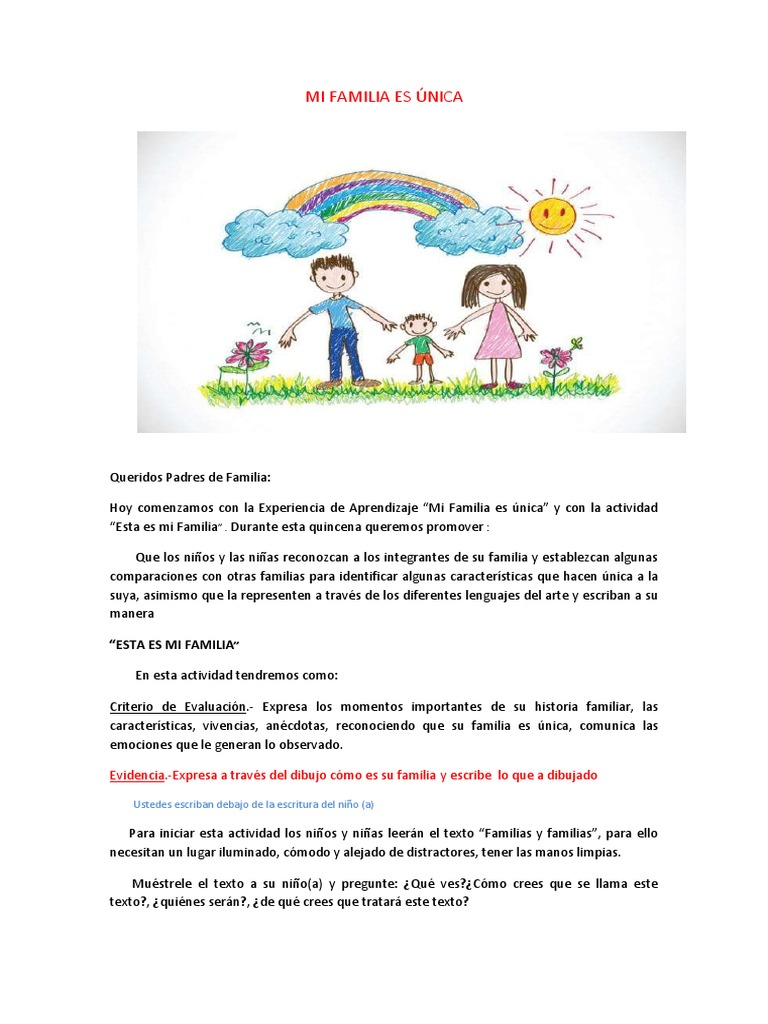 Mi Familia Es Única - Esta Es Mi Familia | PDF | Cognición | Evaluación ...