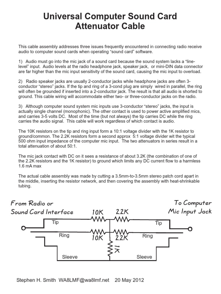 Universal Sound Card Cable | PDF | Microphone | Resistor