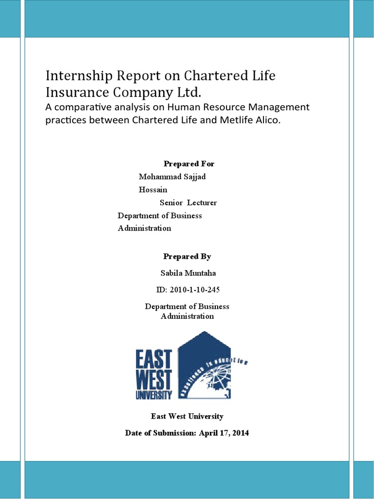 Internship Report On Chartered Life Pdf Pdf Insurance Life Insurance