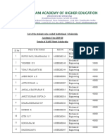 List of The Students Who Availed Institutional Scholarship Academic Year 2019-20 Details of KAHE Merit Scholarship