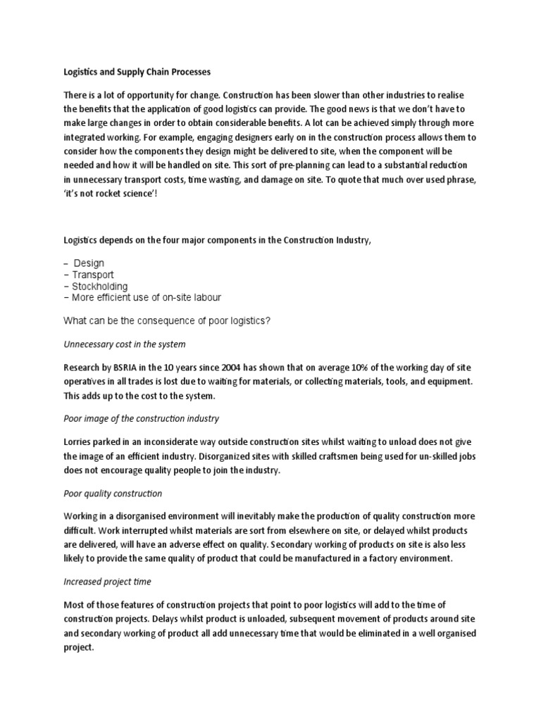 Optimizing Construction Logistics & SCM | PDF | Supply Chain Management ...