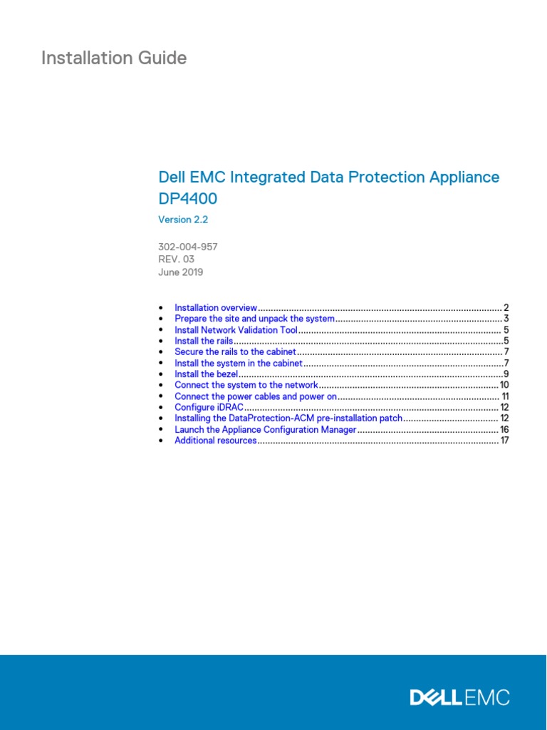 Installation Guide Dell EMC Integrated Data Protection Appliance DP4400 Download Free PDF