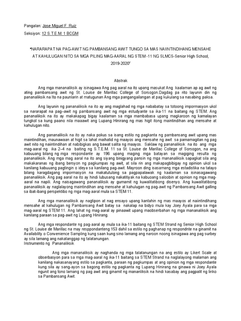 Pagsulat Sa Piling Larangan Abstrak | PDF