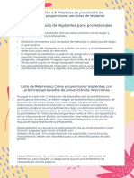 Lista de Verificación 6-8 Prácticas de Prevención de Infecciones para Proporcionar Servicios de Implante