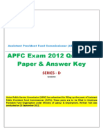 APFC 2012 Question Paper and Answer Key