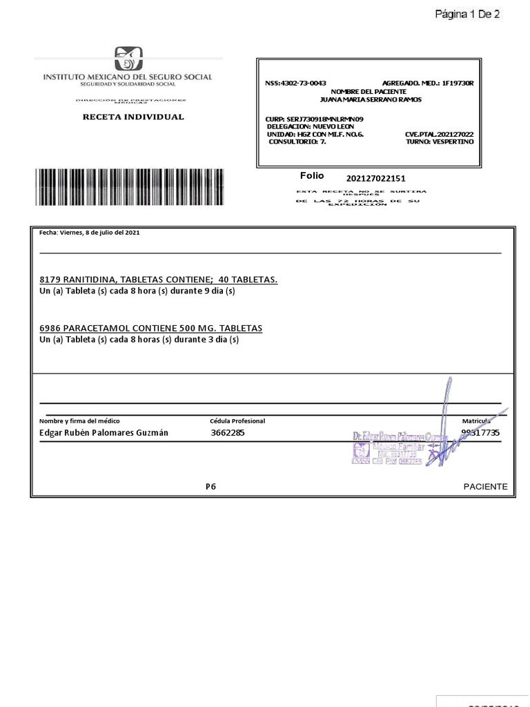 Receta Editable Imss | PDF