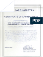VS QA Eng Team HRLS-II IRD USAID Commendation Certificat