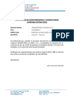 Certificado de Mantenimiento y Operatividad Campana Extractora Acoinsa