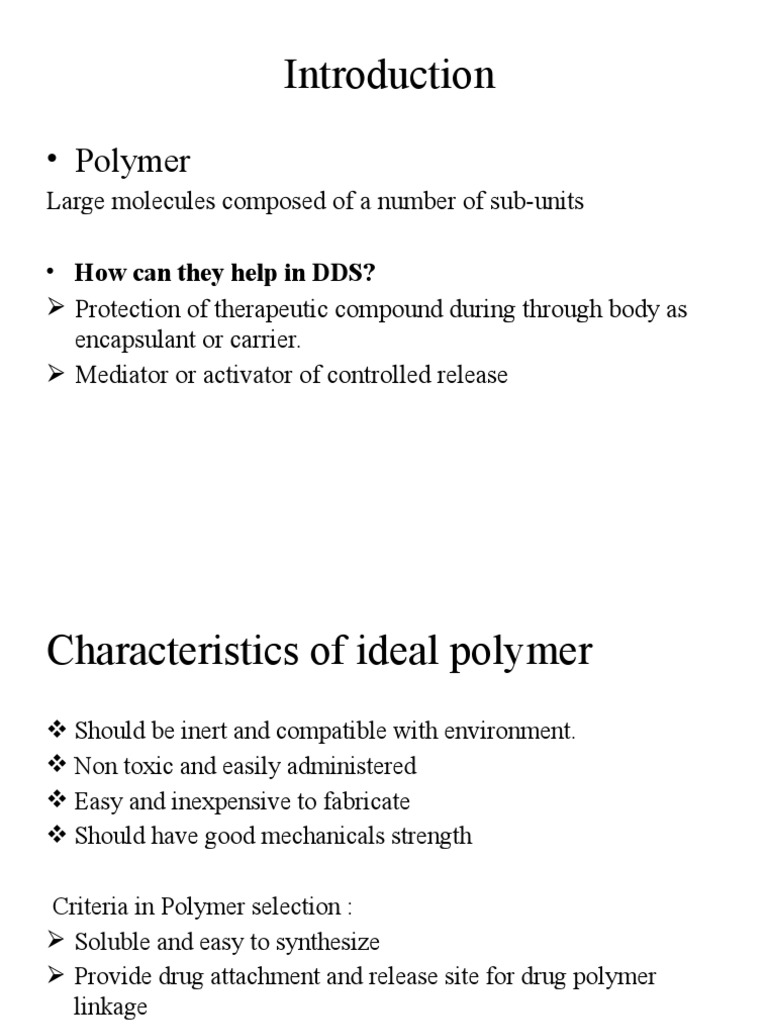 Polymers in Drug Delivery Systems | PDF | Polymers | Biodegradation