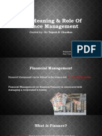 The Meaning & Role of Finance Management: Guided By:-Dr. Yogesh A. Chauhan