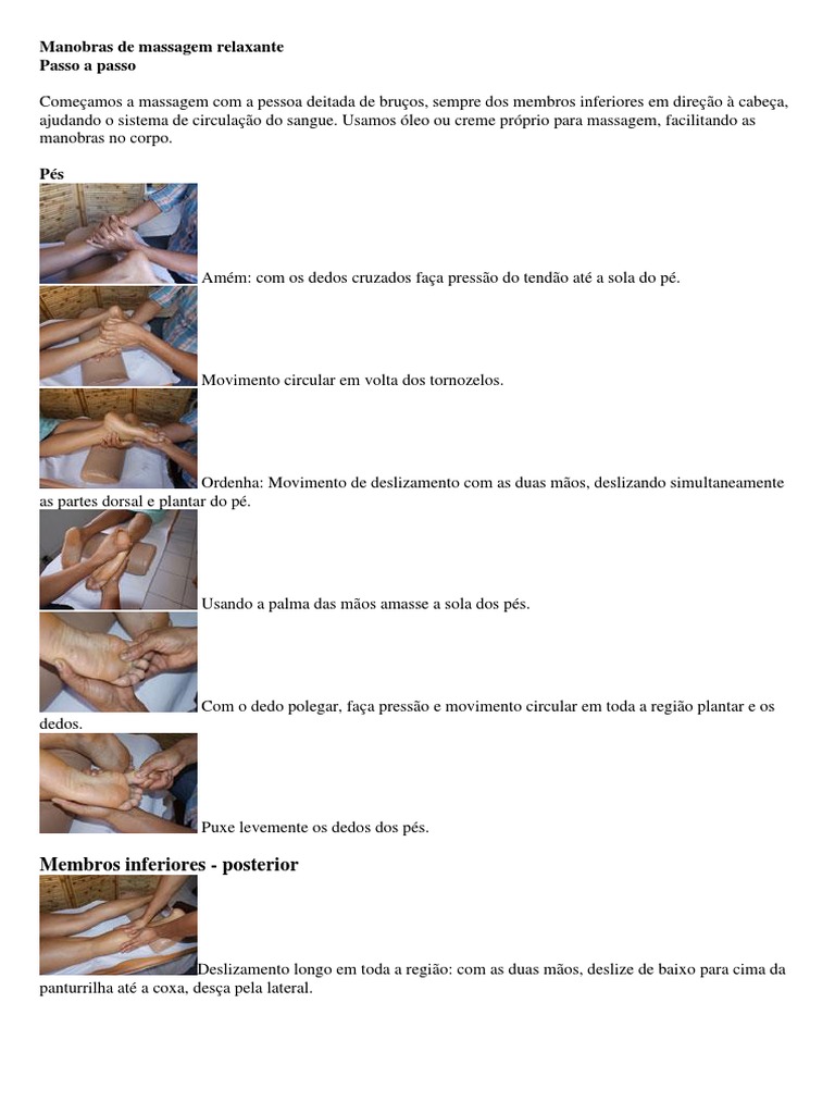 Manobras de Massagem Relaxante Passo a Passo | PDF | Massagem | Mão