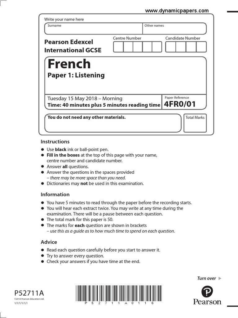 French: Paper 1: Listening | PDF