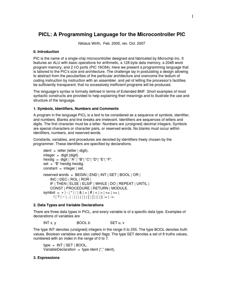 PICL: Programming Language for PIC Microcontrollers | PDF | Boolean ...