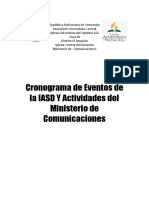 Cronograma de Eventos de La IASD Y Actividades Del Ministerio de Comunicaciones