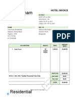 Hotel Room Invoice Template