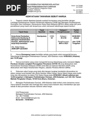 Kenyataan Tawaran Sebut Harga: Cidb: Kategori  PDF