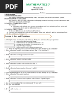 Grade 7 Sets Worksheets with Answers | PDF | Set (Mathematics) | Numbers