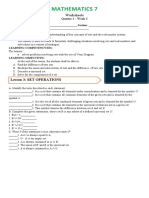 Math Worksheets on Sets and Venn Diagrams