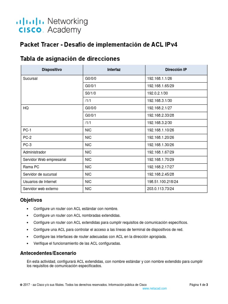 5 5 1 packet tracer ipv4 acl implementation challenge es xl pdf