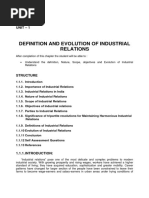 Definition and Evolution of Industrial Relations: Unit - 1