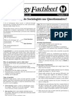 Ociology Actsheet: How and Why Do Sociologists Use Questionnaires?