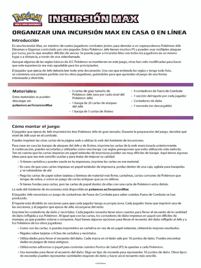 Pokemon TCG Raid Battle Instruction Sheet | PDF