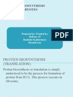 Protein Biosynthesis in Eukaryotes: Prepared By: Pramod K.C Roll No: 15 Bachelor in Pharmacy Second Year