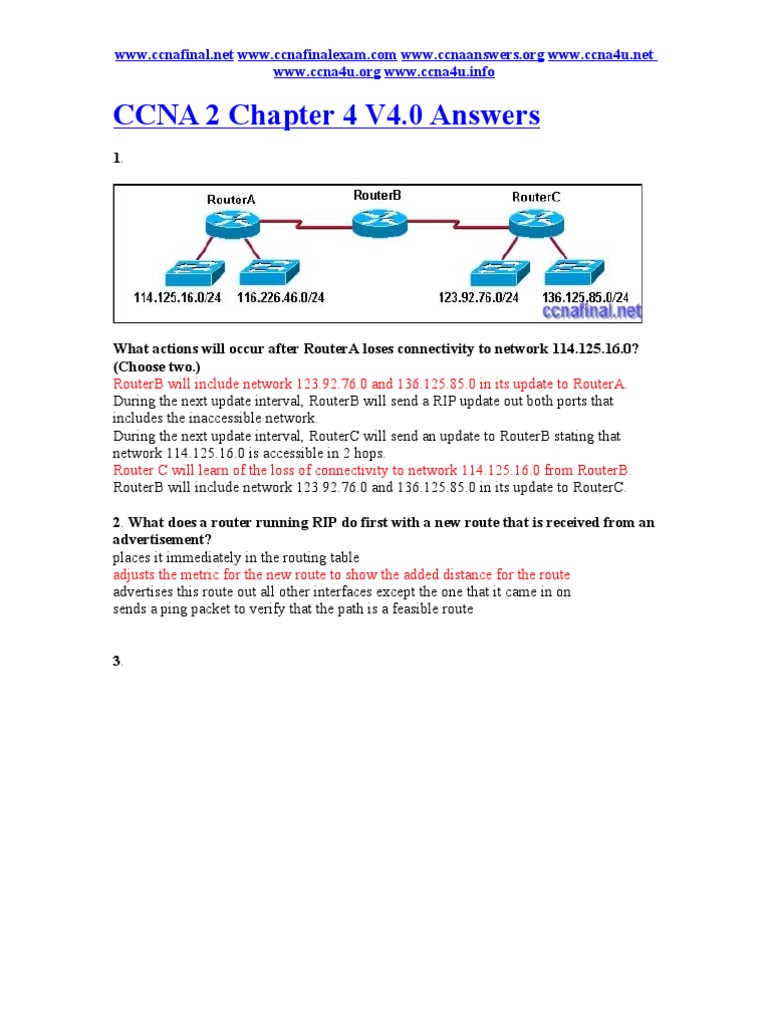 CCNA 2 Chapter 4 V4.0 Answers 2011 | PDF | Routing | Router (Computing)