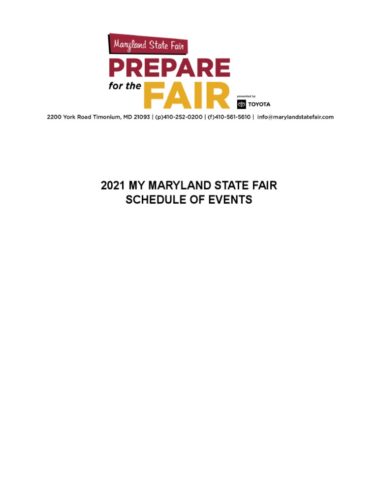 2021 Maryland State Fair Schedule of Events Updated 82421 PDF
