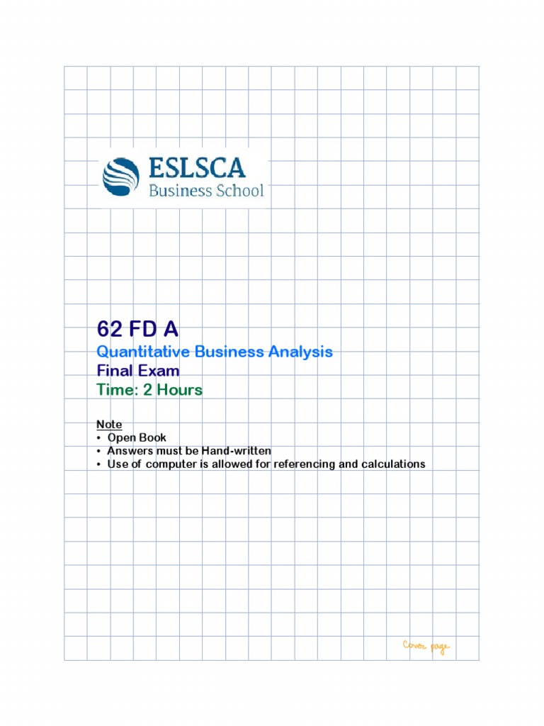 Quantitative Business Analysis: Final Exam | PDF | Applied Mathematics