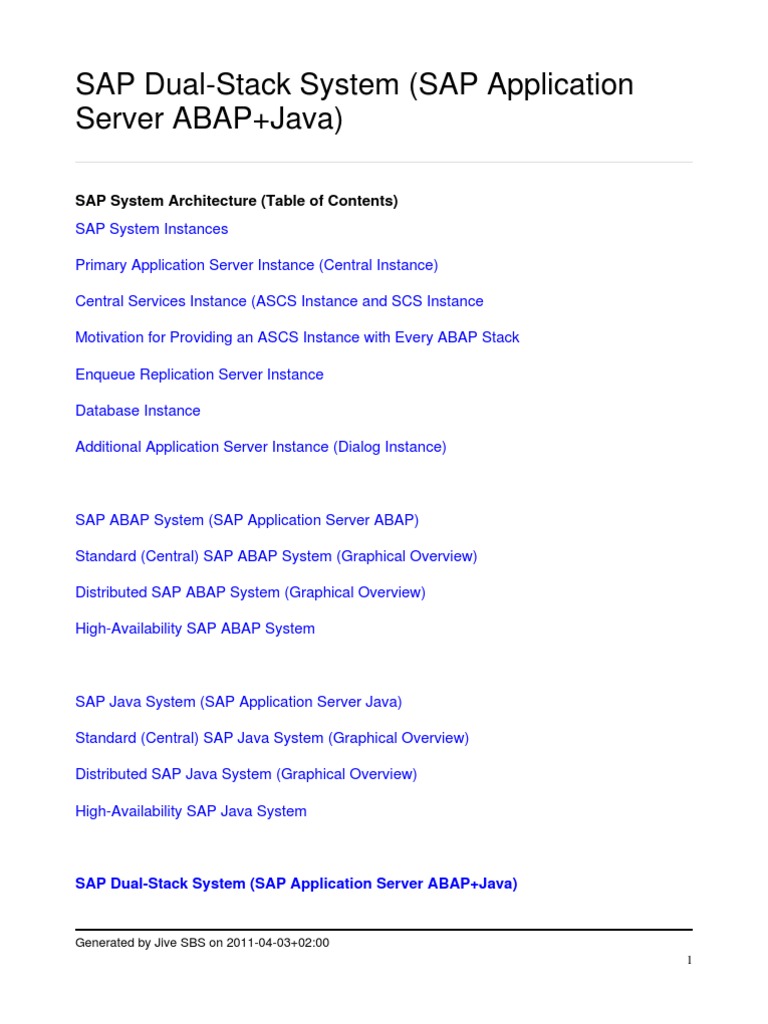 SAP Dual-Stack System (SAP Application Server ABAP+Java) | PDF ...