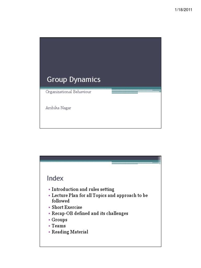 Session 1 Group Dynamics PDF Group Cohesiveness Leadership